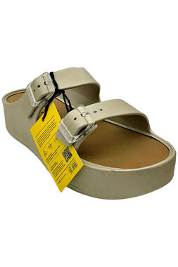 Lemon Jelly Fenix Vegan Double Band Slide Sandals Warm Gray - Medium